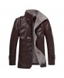 Plus Size Faux Leather Jacket Windproof Water Repellent Fleece Motorcycle Jacket for Men
