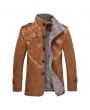 Plus Size Faux Leather Jacket Windproof Water Repellent Fleece Motorcycle Jacket for Men