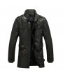 Mens Fashion Stand Collar Jacket PU Leather Fluffy Lined Warm Slim Fit Coat