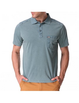 Mens Summer Solid Color Front Pocket Tops Turn-down Collar Short Sleeve Casual Golf Shirt