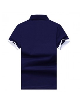 Mens Fashion Embroidery Logo Solid Color T Shirt Short Sleeve Casual Cotton Golf Shirt