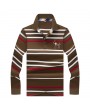 Mens Embroidery Logo Striped Printed Golf Shirt Spring Fall Long Sleeve Casual Business Tee Tops