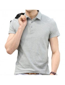 Mens Summer Solid Color Brief Style Short Sleeve Casual Cotton Golf Shirt