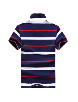 Mens Stripes Pattern Golf Shirt Short Sleeve Spring Summer Casual Tops