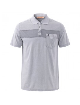 Mens Summer Cotton Front Pocket Turn-down Collar Short Sleeve Casual Golf Shirt